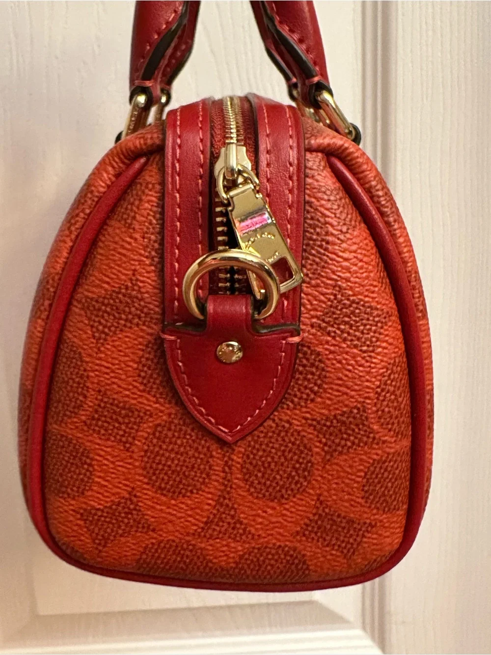 Coach Red Signature Mini Satchel with Gold Hardware
